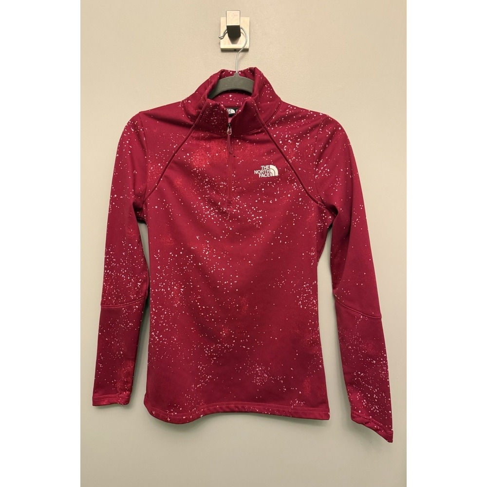 The North Face 1/4 Zip Women's Small Pink Galaxy Splatter Print Running Pullover